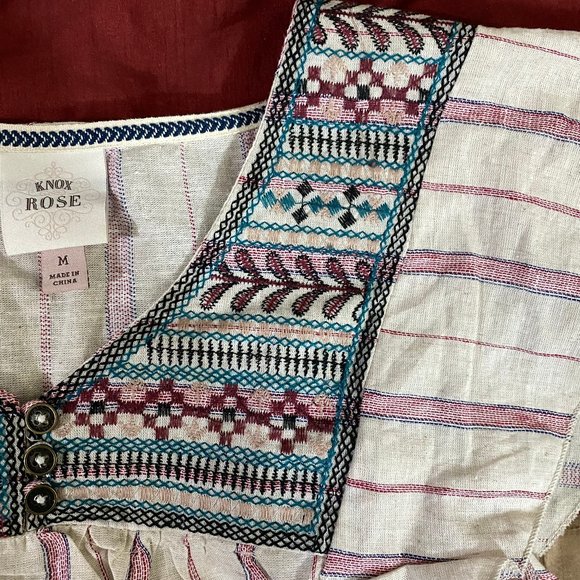 NEW Knox Rose Linen Blend Embroidered Blouse M - Picture 8 of 10